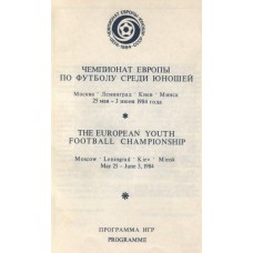 Чемпионат Европы среди юношей 25 мая - 3 июня 1984. Программа игр.
