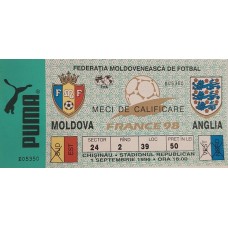 Билет Молдова - Англия 01.09.1996 национальные сборные отборочный матч ЧM 1998